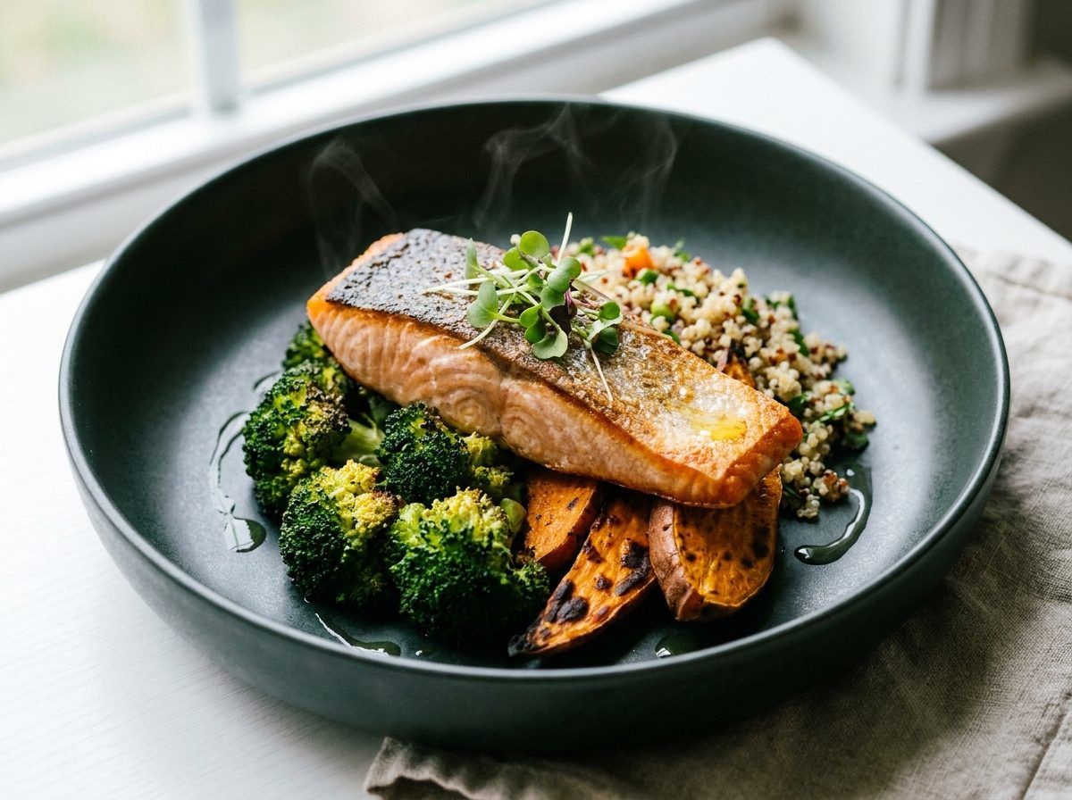 Fiteria Fuel – proteinreiches Sous-vide-Meal mit Lachs, Brokkoli und Quinoa