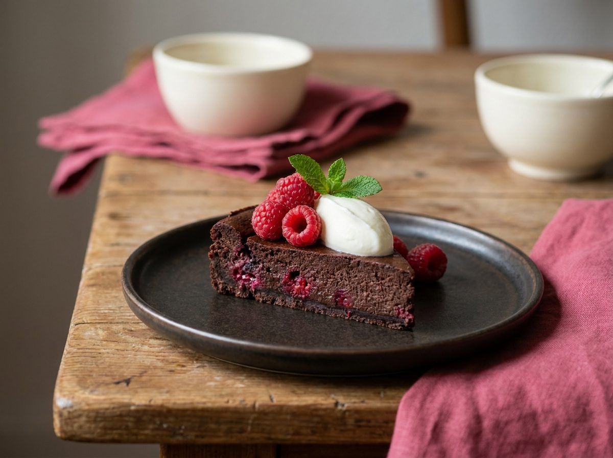 FitCake Sweet – zuckerfreies Schoko-Beeren-Dessert mit Himbeeren